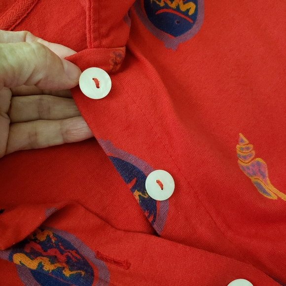 Vintage Zip Code Red Fish Print Cotton Dress - Picture 4 of 11